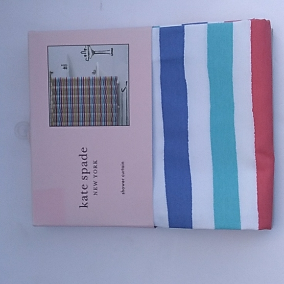 Kate ♠️ Spade Painted Stripe Shower Curtain - Picture 1 of 4